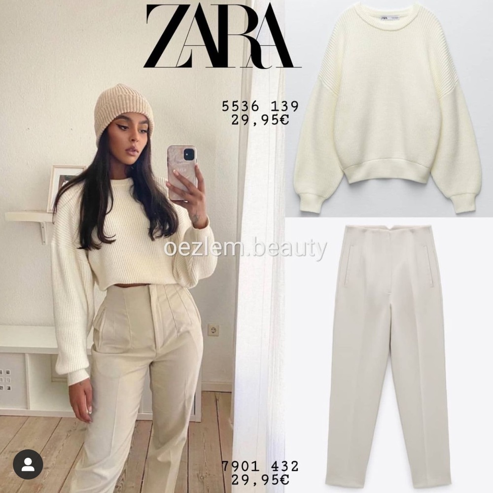 Zara high waisted cream trousers